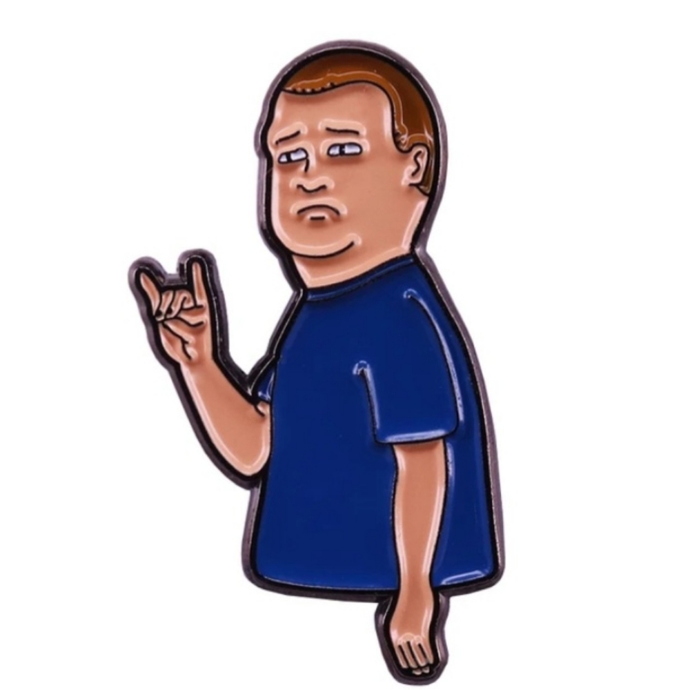 Bobby Hill Hat Pin, King of the Hill Bobby Heavy Metal Devil sign pin